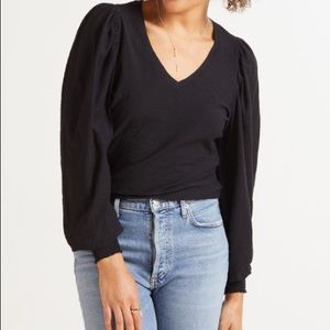Nation ltd, V neck Black Sweatshirt, L